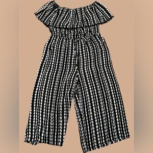 A.U.W Black and White Striped Off-Shoulder Dress